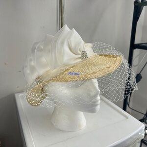 VINTAGE UNIQUE Joe Bill Miller Straw Hat with a veil - a nice church fancy hat!